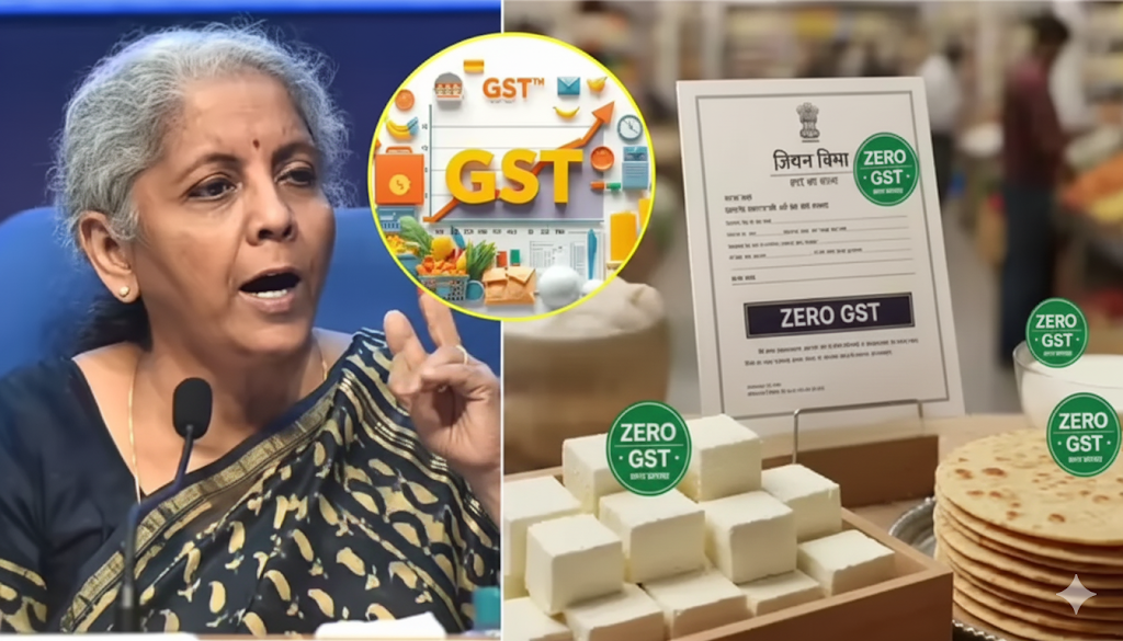 “జీఎస్టీ కొత్త రేట్లు అమల్లోకి: నిత్యావసరాలు, ఔషధాలు, స్టేషనరీపై జీరో జీఎస్టీ”